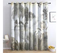 zcwl Rideau Occultant Palmier Tropical, Paysage De La Jungle Motif Rideaux Thermiques à Oeillets, Rideaux Imprimé pour Salon Chambre Fenetre Moderne Décoration, 140x160 cm (L x H), Lot de 2