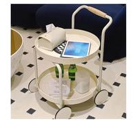 ZCXMNL Chariot De Bar À 2 Niveaux for Le Salon, Petite Table Basse Ronde Mobile, D'extrémité Ronde/Table Chevet, Rangement, D'appoint Canapé for, Patio, Chambre Coucher, Salle Bain(Beige)