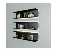 ZCXMNL Étagère Flottante avec Lumière LED Intégrée, Étagères Murales, Présentoir Créatif en Métal for Entrée, Salon, Chambre, Cuisine Et Salle De Bain Contient Seulement 1 Pièce(Black,80x15x20cm)