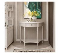ZCXMNL Table Console Demi-Lune, D’entrée Demi-Cercle en Bois Massif avec Tiroir, Tables De Canapé Semi-circulaires, Décor Couloir Et(White,100cm)