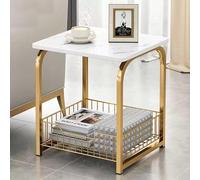ZCXMNL Table D'appoint De Canapé Luxe Légère, Simple Et Moderne, Café Créatif en Fer Forgé, Panier Rangement d'angle Salon, Design Multicouche(White,40x30x42cm)