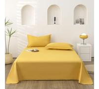 ZCXRYFL Drap Plat pour Sieste Dodo Linge De Lit pour Maison- Couverture Fine DéCorative pour Matelas 1~2 Personnes, Draps-Lit Doux Et LéGer, Tissu en Coton Lavé Doux pour La Peau(220x230cm,Yellow)