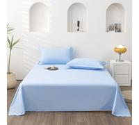 ZCXRYFL Drap Plat pour Sieste Dodo Linge De Lit pour Maison- Couverture Fine DéCorative pour Matelas 1~2 Personnes, Draps-Lit Doux Et LéGer, Tissu en Coton Lavé Doux pour La Peau(220x230cm,Blue 2)