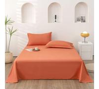 ZCXRYFL Drap Plat pour Sieste Dodo Linge De Lit pour Maison- Couverture Fine DéCorative pour Matelas 1~2 Personnes, Draps-Lit Doux Et LéGer, Tissu en Coton Lavé Doux pour La Peau(250x230cm,Orange)