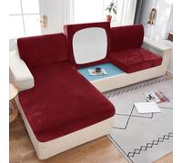 ZCXRYFL Housse De Coussin De Canapé De SièGe Extensible d'angle 3 2 4 1 Places Housses De Coussin De Remplacement en Velours pour Coussin/Dossier Individuel(Back Cover: L: 60-90cm- W: 30-50cm,Red)