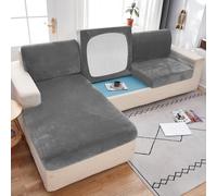 ZCXRYFL Housse De Coussin De Canapé De SièGe Extensible d'angle 3 2 4 1 Places Housses De Coussin De Remplacement en Velours pour Coussin/Dossier Individuel(Back Cover: L: 60-90cm- W: 30-50cm,Gray)