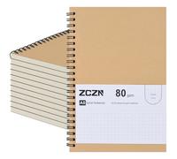 ZCZN 12 Blocs Cahier à Spirale A5 Kraft 60 Feuillets / 120 Pages par Blocs，Carnet à grille a5，Carnet de Notes à Spirale Reliure Double Spirale，80 g/m²，Bloc Note Carnet Dessin，120 Pages Petits Carreaux