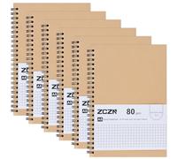 ZCZN 6 Blocs Cahier à Spirale A5 Kraft 60 Feuillets / 120 Pages par Blocs, Carnet à grille a5, Carnet de Notes à Spirale Reliure Double Spirale, 80 g/m², Bloc Note Carnet Dessin, Petits Carreaux