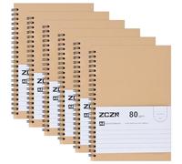 ZCZN A5 Cahier à Spirale Kraft 60 Feuillets par Bloc，Lot of 6 Blocs Carnet de Notes à Spirale Reliure Double Spirale，80 g/m²，Bloc Note Carnet Dessin，120 Pages Lignées Notebook