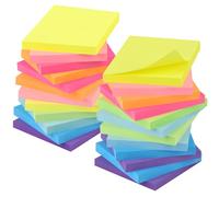 ZCZN Note Autocollant 1920 Feuillets Notes de 8 couleurs vive, 76 X 76 mm Lot de 24 Paquets 80 feuillets par Bloc, Notes Sticky 3 Blocs par Couleur