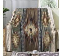 ZDABAOEC Plaid Polaire 220x240, Motif Aztèque Géométrique Tribal Western Ethnique, Couverture Lit 2 Personnes, Jete de Canape Grande Taille XXL, Couvertures et Plaids Flanelle Ultra Doux