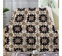 ZDABAOEC Plaid Polaire, Motif Ethnique Marocaine Vintage, Couverture Lit 1 Personne, Jete de Canape 130x150, Couvertures et Plaids Flanelle Ultra Doux