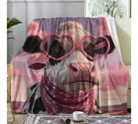 ZDABAOEC Plaid Polaire, Motif Vache Drôle, Couverture Lit 1 Personne, Jete de Canape 130x150, Couvertures et Plaids Flanelle Ultra Doux