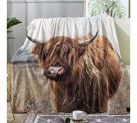 ZDABAOEC Plaid Polaire, Motif Vache Highland - Couverture Lit 1 Personne, Jete de Canape 130x150, Couvertures et Plaids Flanelle Ultra Doux