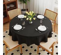 Zdada Nappe lavable, ronde, diamètre 180 cm, en polyester, résistante aux rayures et anti-taches, pour l'extérieur, pour jardin, salle à manger, fêtes et maison - Noire