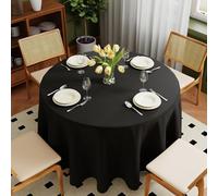 Zdada Nappe lavable ronde en polyester Ø275cm, résistante aux rayures, protection anti-taches, tissu de table pour l'extérieur, pour jardin, salle à manger, fêtes et ménage, noire