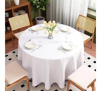 Zdada Nappe lavable ronde en polyester Ø305cm, résistante aux rayures, protection anti-taches, nappe pour l'extérieur, jardin, salle à manger, fêtes et ménage, blanche