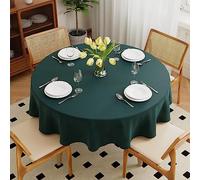 Zdada Nappe verte lavable ronde Ø180cm en polyester, anti-rayures, anti-taches, nappe pour extérieur de jardin, salle à manger, fêtes et maison