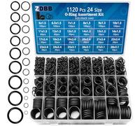 ZDBB Lot de 1120 joints toriques en caoutchouc de 24 tailles - Assortiment de petits joints toriques noirs - Rondelle d'étanchéité métrique assortie pour réparation de robinet de plomberie d'eau ou de