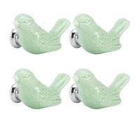 ZDETGU Boutons en Céramique en Forme d'oiseau, Paquet de 4 Poignées élégantes pour Armoires et Tiroirs pour Meubles, Bricolage Artistique, Quincaillerie de Porte d'armoire, Décoration (GREEN)