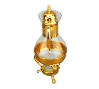 ZDETGU Ensemble de Cafetière en Verre de Style Vintage, Bouilloire à thé Chauffante avec Couvercle et Tasse, Poignée en Alliage de Zinc à Utiliser, Décor élégant pour Servir du thé au café (GOLD)