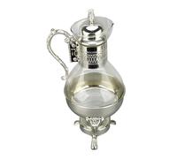 ZDETGU Ensemble de Cafetière en Verre de Style Vintage, Bouilloire à thé Chauffante avec Couvercle et Tasse, Poignée en Alliage de Zinc à Utiliser, Décor élégant pour Servir du thé au café (SILVER)