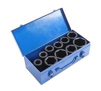 ZDETGU Jeu de 10 Douilles à Chocs Profondes à Entraînement de 1 Po, Douilles à Chocs en Acier Cr Mo à 6 Points avec Boîte de Rangement en Fer, Convient aux Clés à Standard de 1 Pouce