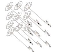 ZDETGU Lot de 10 Porte-Cartes de Table en Métal argenté en Acier au Carbone pour Cartes de Visite avec Galvanoplastie, Base Ronde pour une Prise Sûre, Clips Compacts pour Notes de Bureau, Photos,