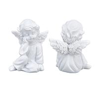 ZDETGU Statue de Chérubin Synthétique Européenne, Figurine pour la Maison, Jardin, Fête, Mariage, Ornement d'ange Décoratif Blanc (Ange pensif à Droite)