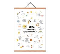 ZDFDC Affiche Affirmations Positives Enfant A3 - Affirmations Quotidiennes - Poster de Confiance en Soi avec Porte-Affiche en Bois de Teck Magnétique