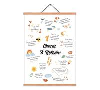 ZDFDC Affiche Affirmations Positives Enfant A3 - Choses À Retenir - Poster Estime de Soi & Bienveillance avec Porte-Affiche en Bois de Teck Magnétique - Décoration Chambre Enfant & École