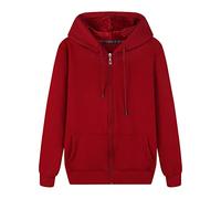 ZDJSWJ Sweat à Capuche Hiver pour Homme Doublure Thermique Full Zip Coupe - Vent Veste de Travail Thermal Hoodies Sweat à Capuche zippé (Rouge 2,M)
