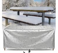 ZDLLDZ Housse Salon de Jardin Bache pour Table Exterieur 350x290x50 cm Housse de Table d'extérieur en Tissu Oxford Imperméable pour Jardin, Terrasse, Meubles en Rotin, Patio, Argent