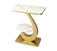 ZDMZR Console Entree aux Coins Arrondis, Table Console à Double Niveau, Idéale pour Couloir ou Salon(Gold,60x40x75CM/24x16x29IN)