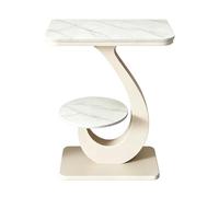 ZDMZR Console Entree aux Coins Arrondis, Table Console à Double Niveau, Idéale pour Couloir ou Salon(White,50x30x75CM/20x12x29IN)