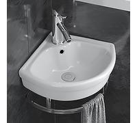 ZDMZR Lavabo Salle de Bain, Vasque d'angle Suspendu Vasque à Poser, Lave Main Gain de Place, Mini Lavabo en Céramique Blanche avec Trop-Plein (Size : B-Petit)