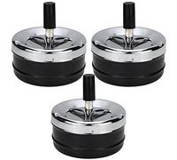 ZDNT 3PCS Cendrier pivotant en chrome Tournant Cendrier à vent avec Poussoir Coupe-vent pour intérieur et extérieur Noir,Moderne (Noir)