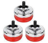 ZDNT 3PCS Cendrier pivotant en chrome Tournant Cendrier à vent avec Poussoir Coupe-vent pour intérieur et extérieur Noir,Moderne (Rouge)