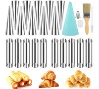 ZDNT Lot de 23 moules à cannoli en acier inoxydable pour rouleau de crème, tubes à pâtisserie, moules à croissant et moule à pâtisserie