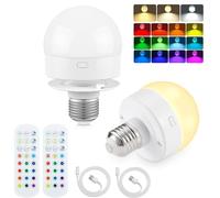 ZDOZITZ Ampoule rechargeable avec télécommande, ampoule LED d'urgence à piles avec 15 couleurs sélectionnables et 3 minuteries, ampoule palet sans fil pour applique murale, panne de courant, sans fil