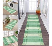 ZDYHMrj Tapis de Couloir antidérapant Lavable en Machine, Tapis cheminée Poil Ras résistant aux Taches, Tapis Runner pour entrée Cuisine 90X240CM Vert, Tapis Long pour Vestibule Maison