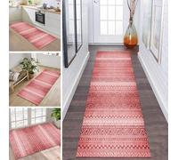 ZDYHMrj Tapis de Couloir antidérapant Lavable en Machine, Tapis cheminée Poil Ras résistant aux Taches, Tapis Runner pour entrée Cuisine 50X300CM Rouge, Tapis Long pour Vestibule Maison