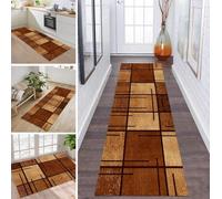 ZDYHMrj Tapis de couloir long antidérapant au mètre - Lavable - Pour couloir, salon, cuisine, chambre à coucher, salon - 90 x 180 cm - Marron caramel
