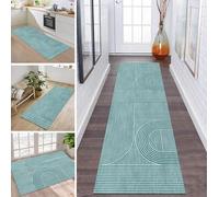 ZDYHMrj Tapis de Passage Tapis Cuisine Devant Evier Lavable Antiderapant 90X160CM TapisCouloir Paillasson Interieur Cyan Turquoise Tapisd'Entrée Moquette Polyester Salon Chambre d'enfant Buanderie