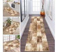 ZDYHMrj Tapis de Passage Tapis Cuisine Devant Evier Lavable Antiderapant 90X160CM TapisCouloir Paillasson Interieur Brun Turquoise Tapisd'Entrée Moquette Polyester Salon Chambre d'enfant Buanderie
