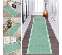 ZDYHMrj Tapis de Passage Tapis Cuisine Devant Evier Lavable Antiderapant 90X160CM TapisCouloir Paillasson Interieur Vert Turquoise Tapisd'Entrée Moquette Polyester Salon Chambre d'enfant Buanderie