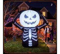 ZeahVeyora Tête de citrouille gonflable pour Halloween 1,5 m | Décorations géantes d'Halloween gonflables avec piquets LED intégrés pour cour, porche, jardin, pelouse, décoration de fête