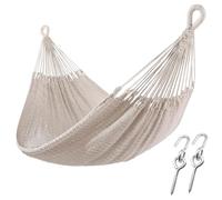 ZEAN Hamac tissé à la main en corde de coton épaisse XXL Hamac pour deux personnes pour extérieur, terrasse, jardin, capacité de 250 kg