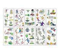 ZEBKEL Lot de 10 Tatouage Enfant Garcon Football, Tatouages Temporaires Lumineux dans le Noir, Autocollants Étanche et Sûr pour Fête Anniversaire et Match de Foot, Cadeau Garçon 8-9 Ans