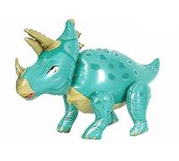 Zebra Balloons Ballon en aluminium Triceratops 3D en forme de dinosaure bleu, 85 cm